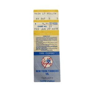 New York Yankees vs Toronto June 27 1986 Ticket‎ Stub